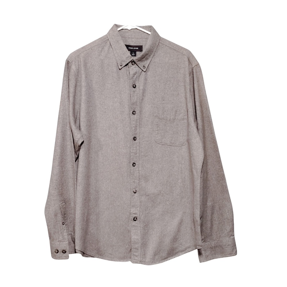 Adam Levine Mens Gray Flannel Button Down Shirt Long‎ Sleeve Size Large Pocket